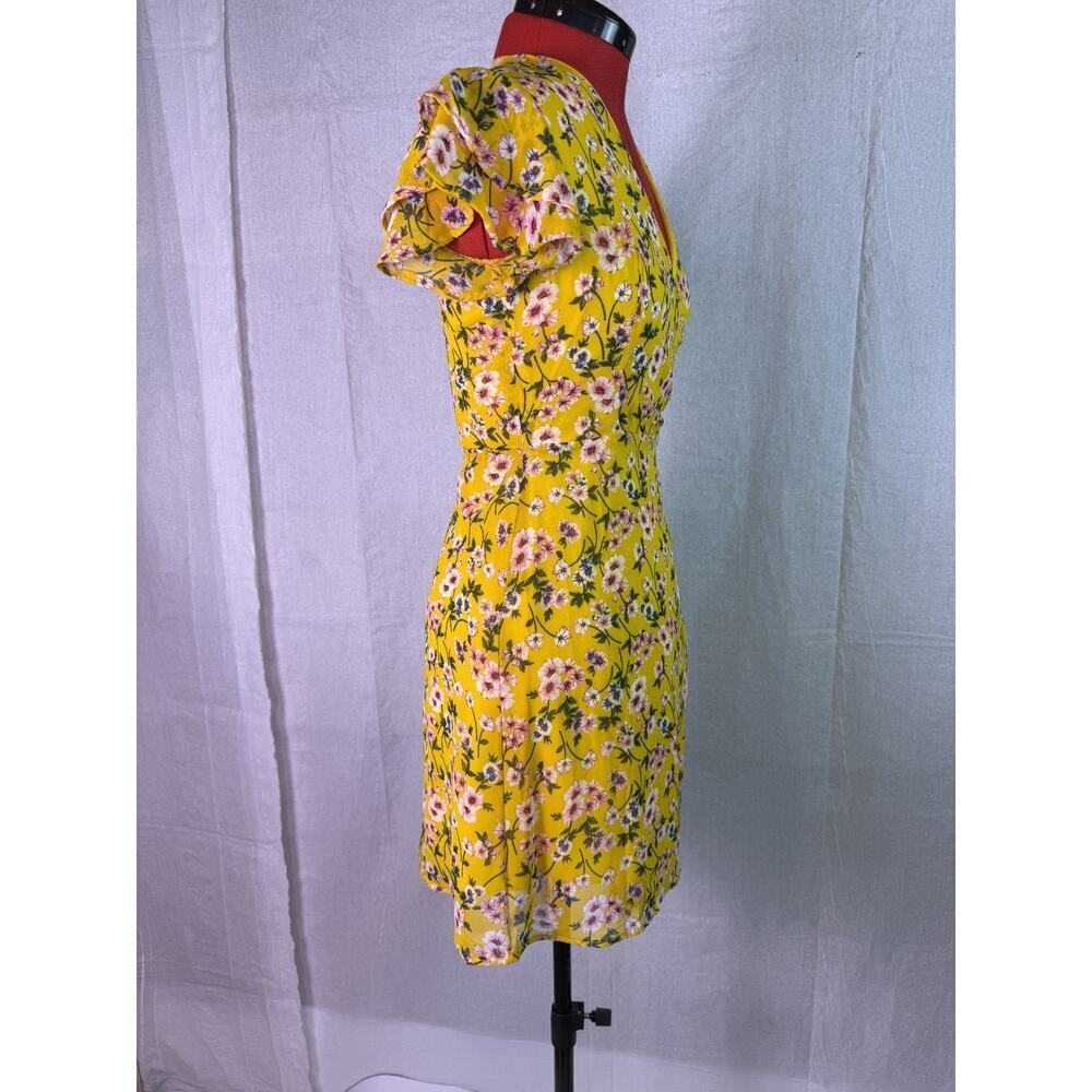 Harper Heritage Dora Yellow Floral Wrap Dress Size XS Summer Party Cocktail C710 - Picture 5 of 10